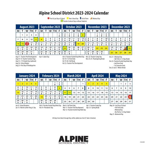 Alpine School District Calendar Holidays 2023 2024 Pdf