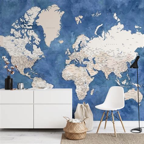 Detailed World Map Sabeen Wallpaper Happywall