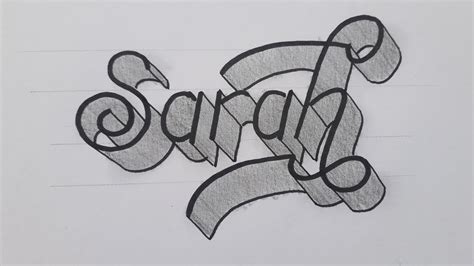 How To Draw 3d Calligraphy Name Sarah On Paper Drawing Easy Art For
