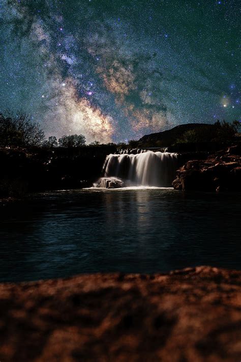 Milky Way Over Waterfall Photograph By Dustin Goodspeed Pixels