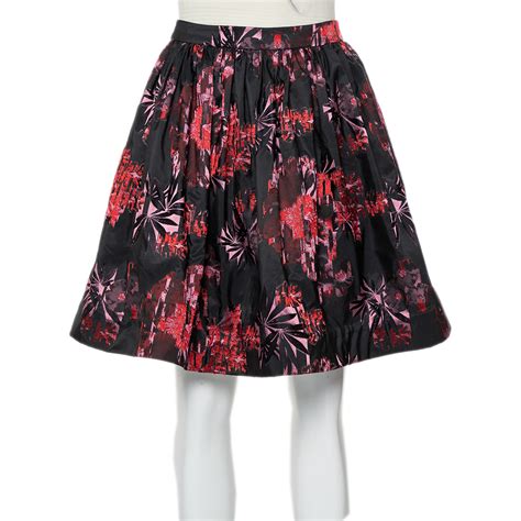 Pre Owned Alice And Olivia Black Jacquard Pouf Pia Skirt Xs Modesens