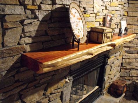 Its handsome wood finish blends with almost any color scheme, and the. Live Edge red cedar Fireplace Mantels made to order ...