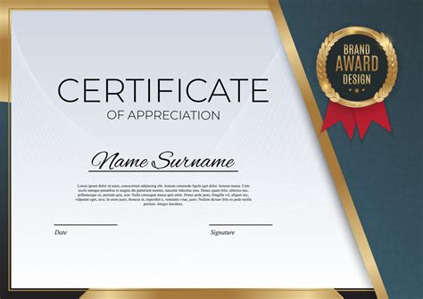 Blue And Gold Certificate Of Achievement Template Background With Gold