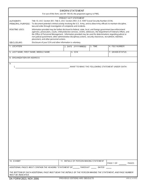 2021 Army Sworn Statement Form Fillable Printable Pdf And Forms