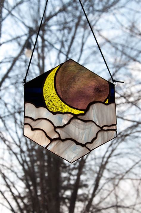 Stained Glass Crescent Moon Rising In 2023 Stained Glass Diy Stained