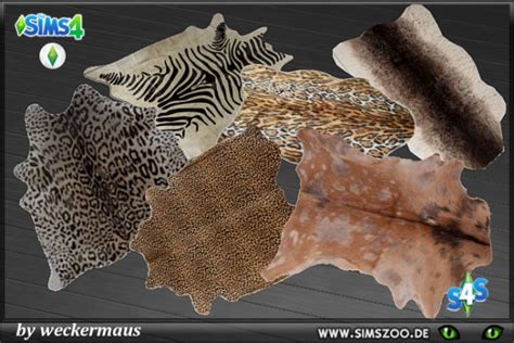 Blackys Sims 4 Zoo African Fake Fur Rugs By Weckermaus • Sims 4 Downloads