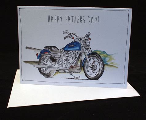 A Fathers Day Card With A Motorcycle Drawn On The Front And Back Side