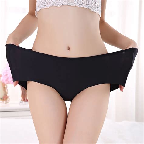Women Traceless Underwear Plus Size Panties Solid High Waist Ultra Thin Women Briefs Cotton Sexy