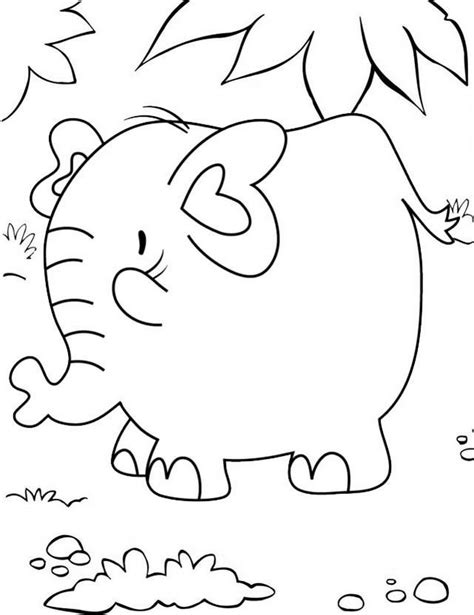 Cute Fat Elephant Cartoon Coloring Page Mitraland