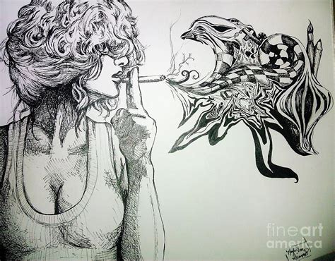 Smoking Girl Drawing By Kayla Giampaolo