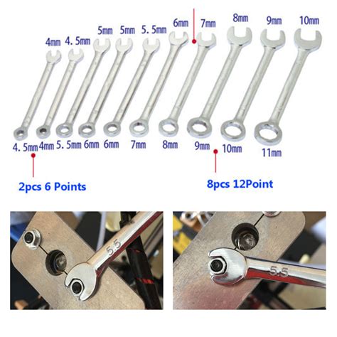10 Pcs Mini Combination Wrench Spanner Set 4 11mm Spanner Wrench Metric