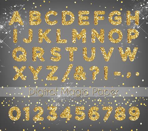 Printable Gold Glitter Alphabet Digital Clip Art Glitter Etsy