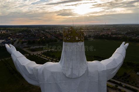 Aerial View Of The Statue Of King Jesus Christ In Swiebodzin Poland