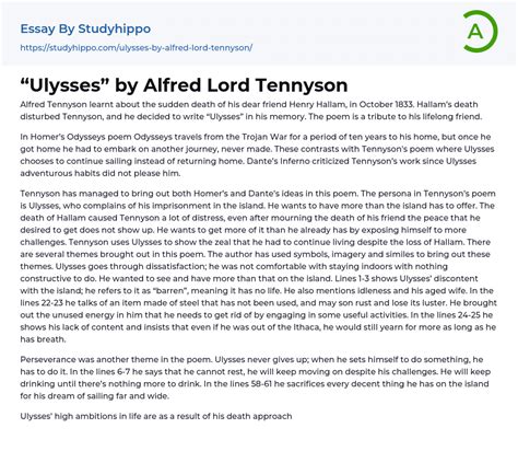 Ulysses By Alfred Lord Tennyson Essay Example