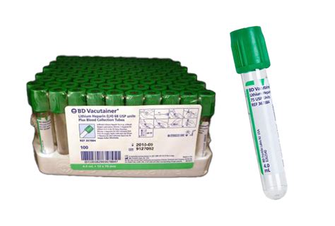 Bd Vacutainer Venous Blood Collection Tube Plasma Tube Lithium Heparin Additive X Mm Ml