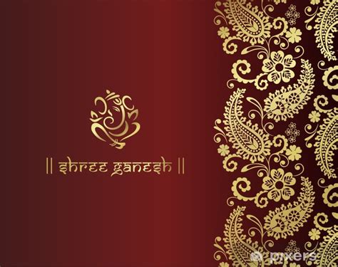 Ganesh Traditional Hindu Wedding Card Design India Wall
