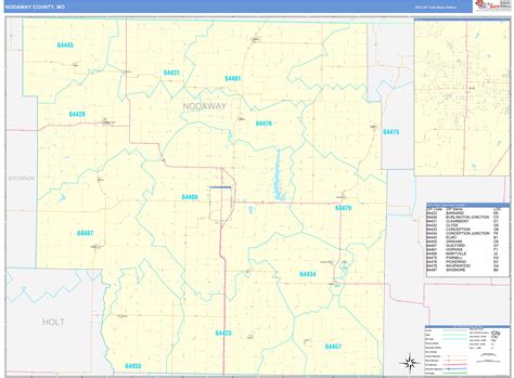 Nodaway County Mo Zip Code Wall Map Basic Style By Marketmaps Mapsales