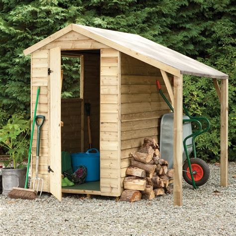 6x4 Larchlap Apex Overlap Wooden Shed With Lean To With Assembly