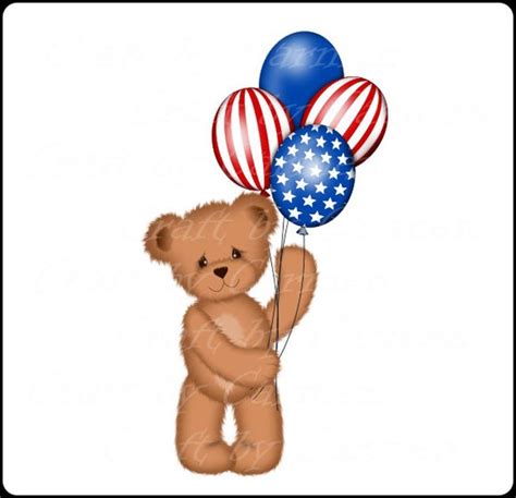 Forth Of July Teddy Bear Clip Art 4th Of July Clipart Cute Etsy