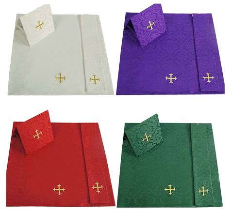 Burse Maniple And Veil Set Of 4 Colours In Damask W Gold Crosses
