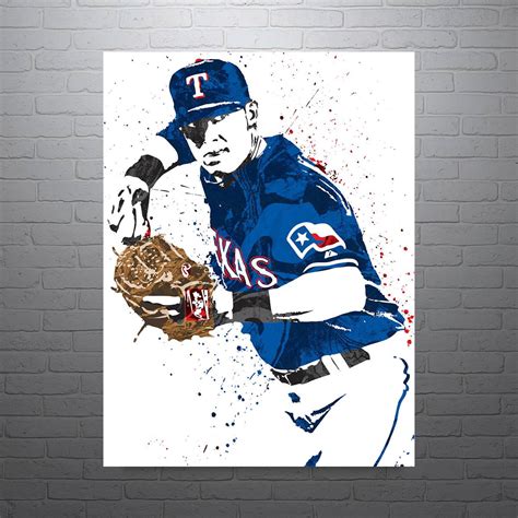 Michael Young Texas Rangers Baseball Poster Man Cave Sports Art Print