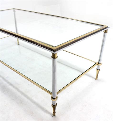 brass chrome and glass top mid century modern rectangular coffee table at 1stdibs brass and