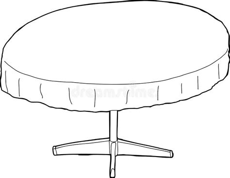 Outlined Table With Tablecloth Stock Illustration Illustration Of