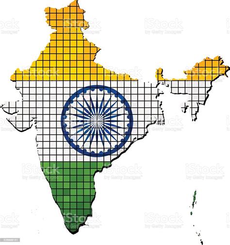 India Map With Flag Inside Stock Illustration Download Image Now