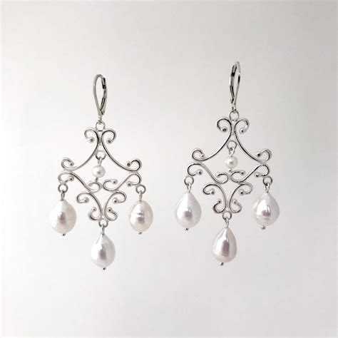 Sterling Silver And Freshwater Pearl Chandelier Earrings Paradigm