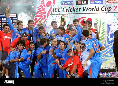 Indian Cricketers Celebrate Icc World Cup Trophy Beating Icc Cricket