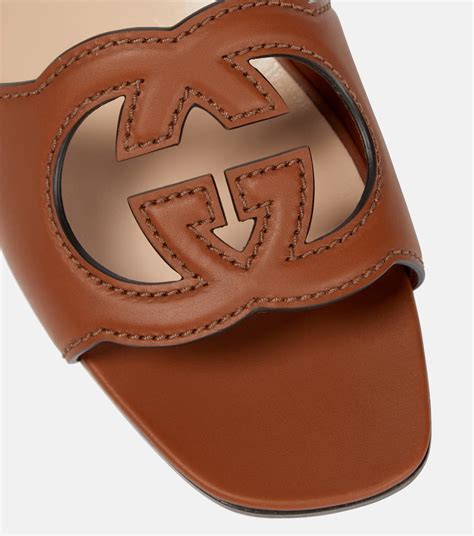 Interlocking G Cutout Leather Sandals In Brown Gucci Mytheresa