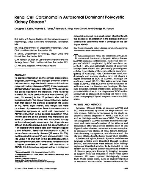 Pdf Renal Cell Carcinoma In Autosomal Dominant Polycystic Kidney Disease
