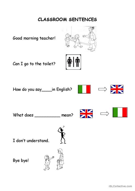 Classroom Sentences English ESL Worksheets Pdf Doc