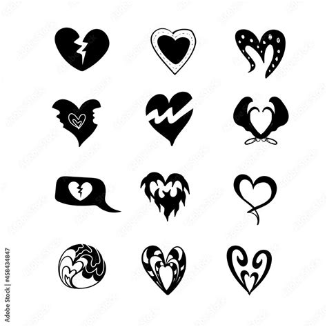 Hand Drawn Heart Symbols Doodle Vector Set Of Hand Drawn Sketch Drawing Heart Symbols In