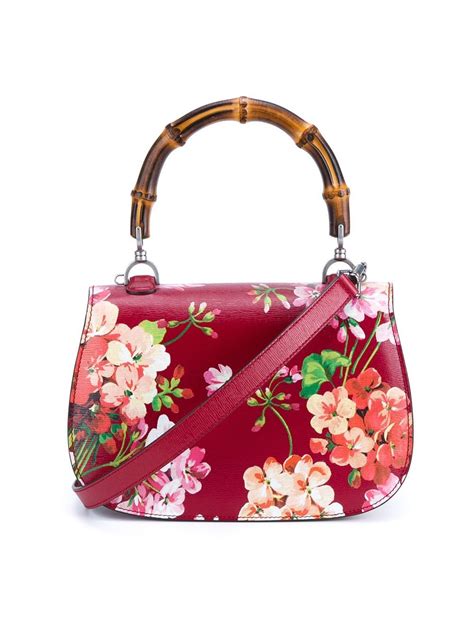 Lyst Gucci Floral Print Shoulder Bag In Red