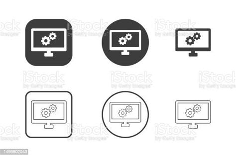 Computer Setting Icon Design 6 Variations Isolated On White Background