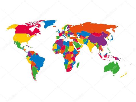 Multi Colorato Vuota Mappa Vettoriale Politica Del Mondo Con Confini