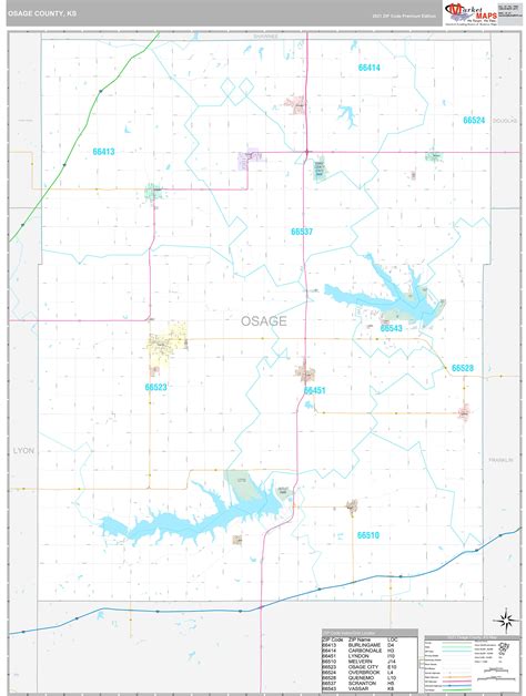 Osage County Ks Wall Map Premium Style By Marketmaps