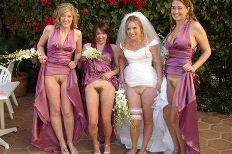 Bride And Bridesmaids Showing Their Bottomless Pussy