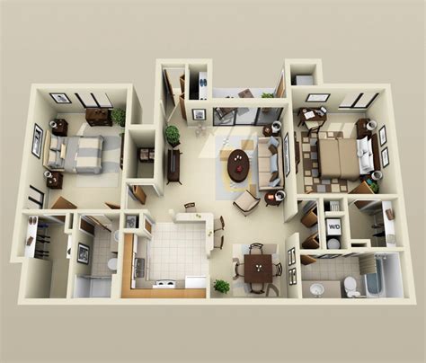 Spacious two bedroom apartments for independent seniors. 2 Bedroom Apartment/House Plans