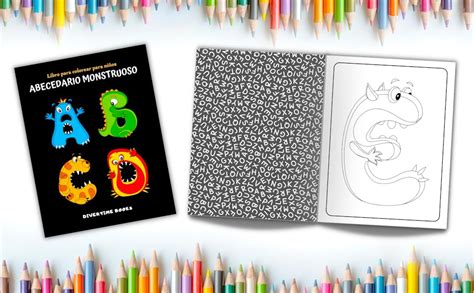 Libro De Colorear Para Niños Abecedario Monstruoso Dibujos De Números