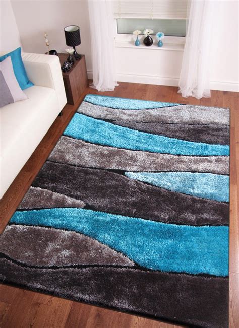 Rug design © asmara, inc. Handmade Vibrant Gray with Blue Shag Area Rug with Hand ...