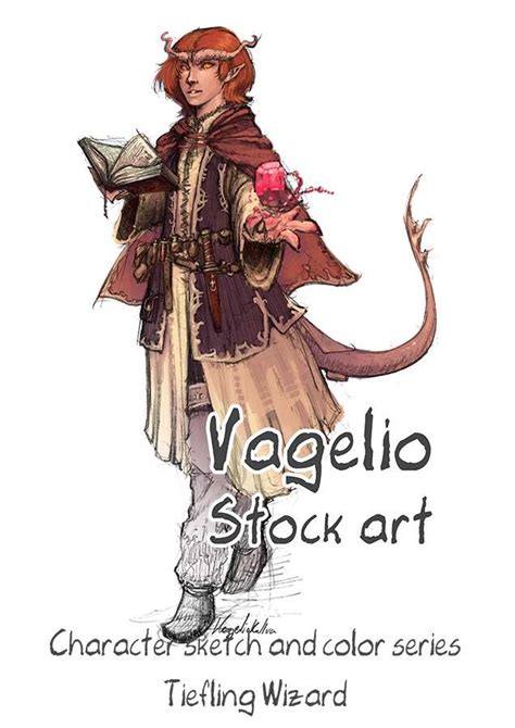 Character Stock Sketch And Color Series Tiefling Wizard Vagelio