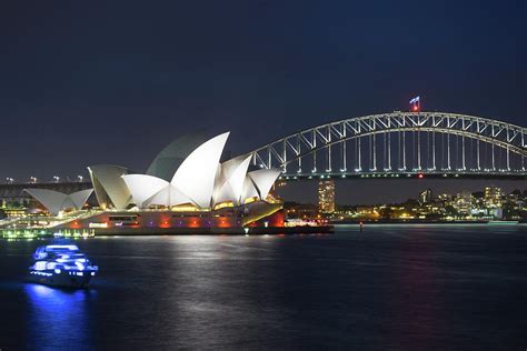 Sydney Opera House And Harbor Bridge At Night 1 Photograph By Mohd