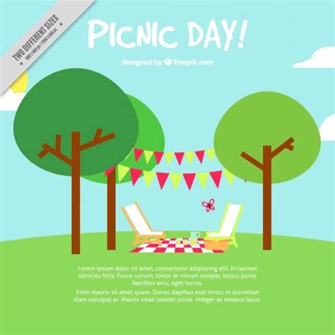 Picnic Day Background In Flat Design Vector Free Download