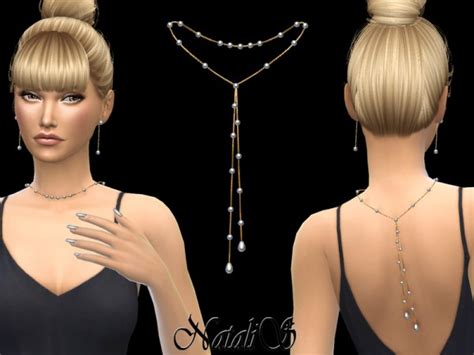 The Sims Resource Back Drop Pearl Necklace By Natalis • Sims 4 Downloads