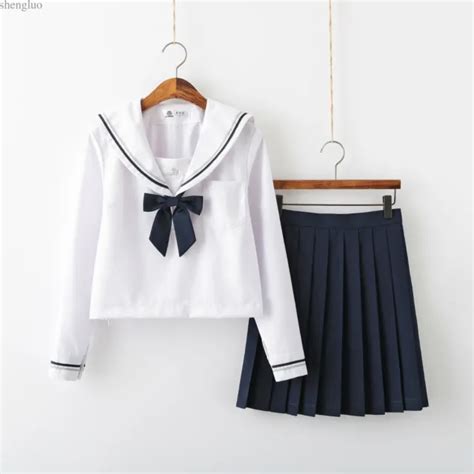 Japanese School Girls White Sailor Jk Uniform Wears Costume Shirt