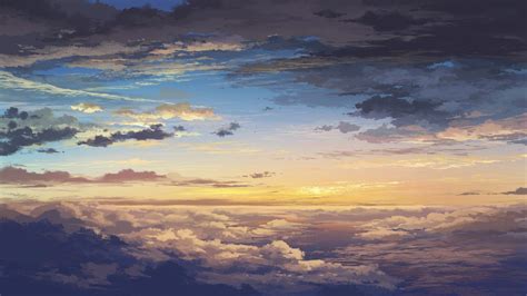 Wallpaper Sunlight Sunset Anime Reflection Clouds Sunrise