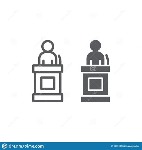 Witness Line And Glyph Icon Justice And Law Defendant Sign Vector