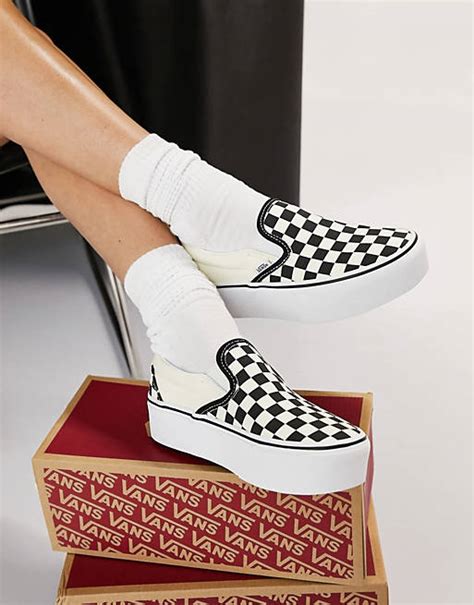 Vans Classic Slip On Stackform Sneakers In Checkerboard Asos